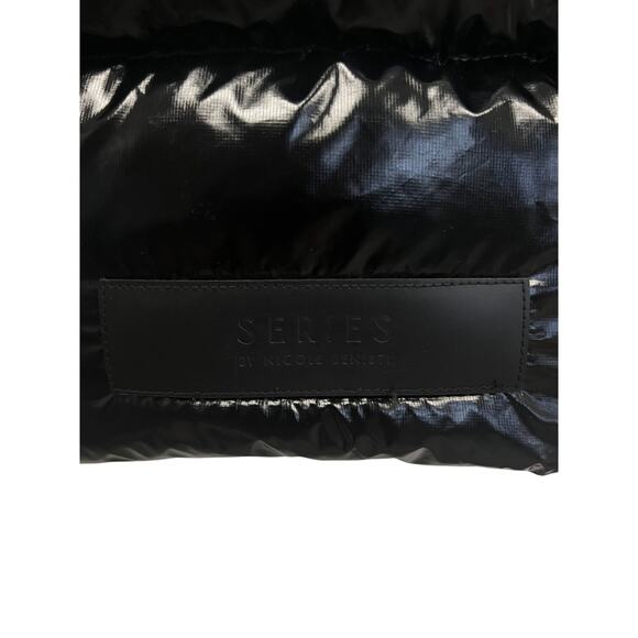 SERIES BY NICOLE BENISTI Black Down Puffer Coat Shearling Collared Jacket XS - Picture 6 of 6